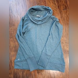 Athleta Tranquility Cowl Neck Sweatshirt Teal Blue Green M 930298